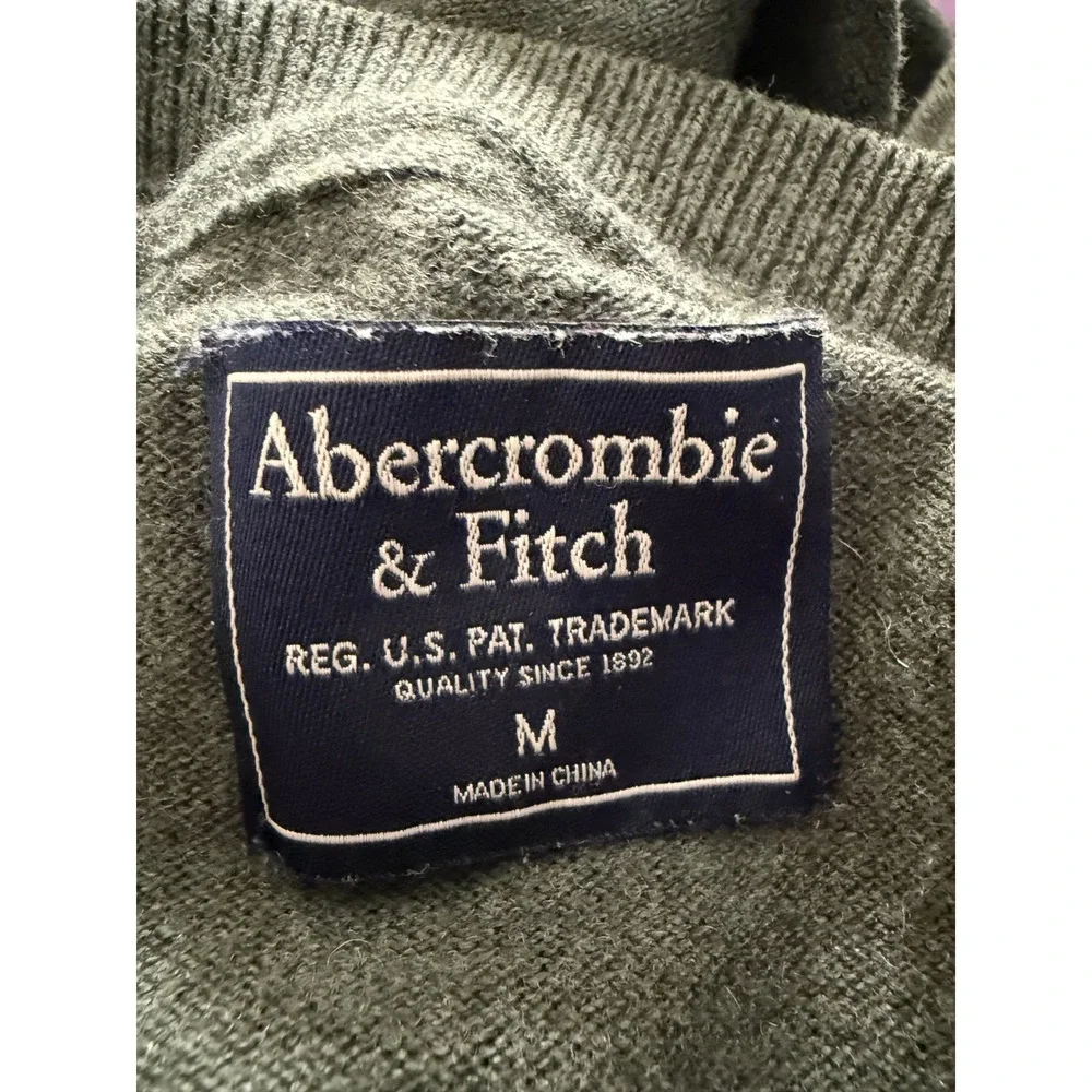 Abercrombie & Fitch Mens Sweater Crew‎ Neck Long Sleeve Olive Green